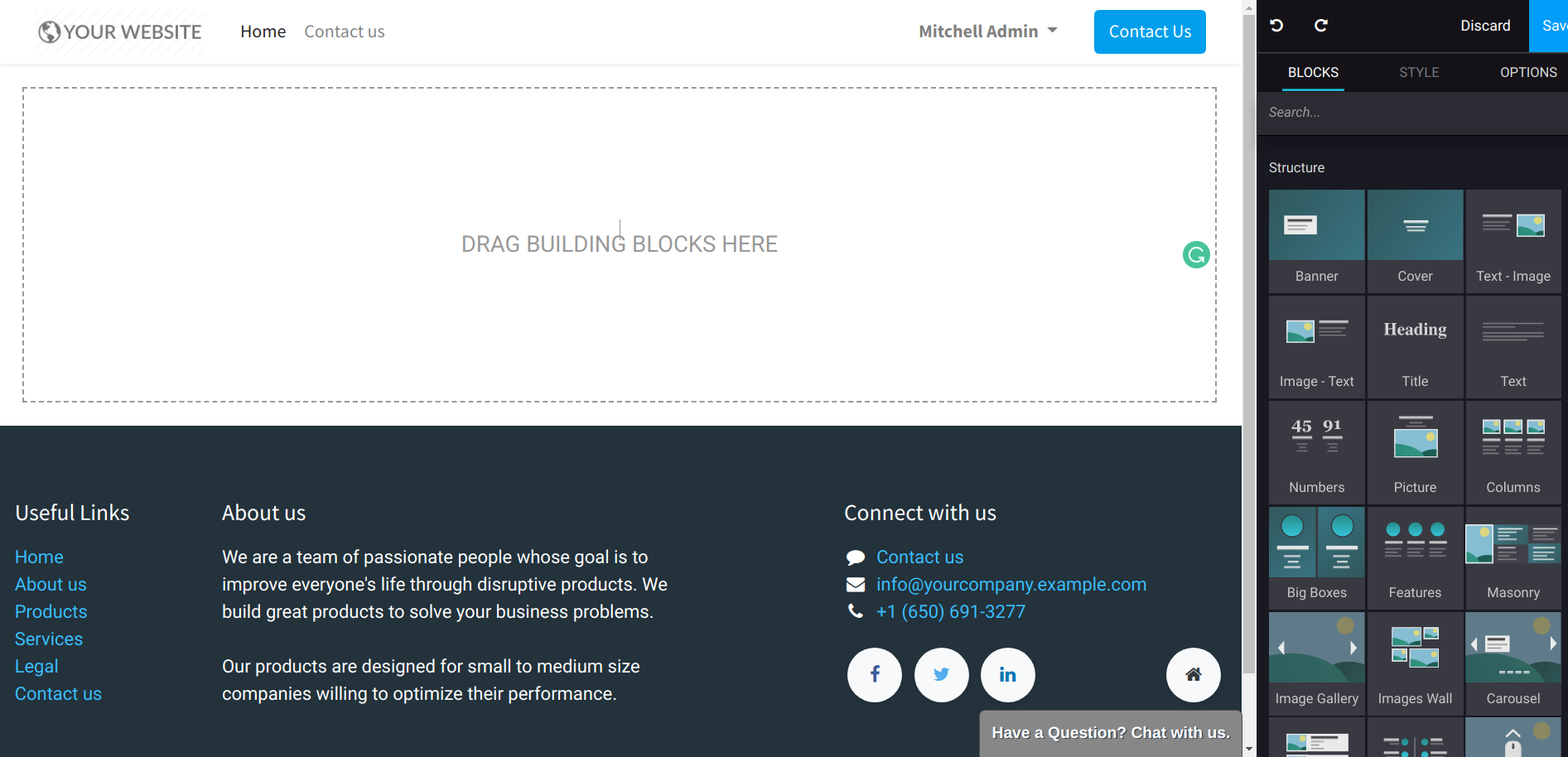 Drag & drop building blocks to create your quotation template on Flectra Sales